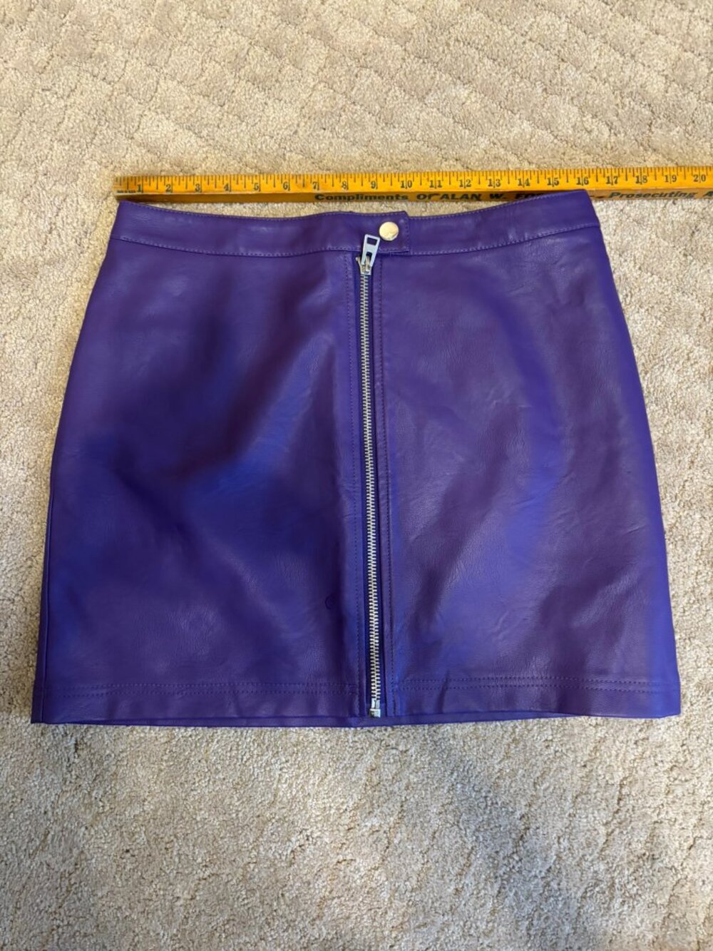 TopShop Purple Faux Zip Front Leather Skirt - US Size 10